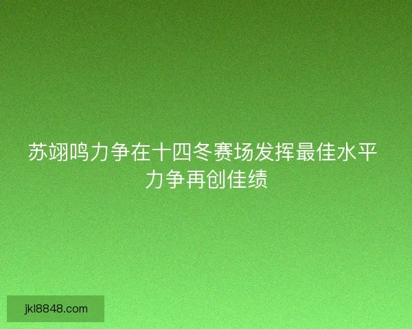 苏翊鸣力争在十四冬赛场发挥最佳水平 力争再创佳绩
