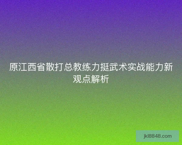 原江西省散打总教练力挺武术实战能力新观点解析