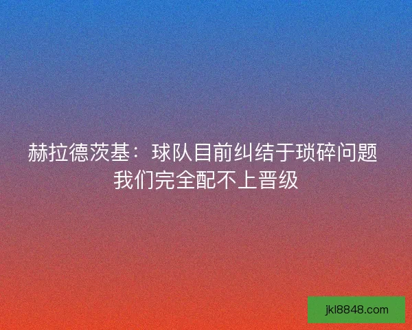 赫拉德茨基：球队目前纠结于琐碎问题 我们完全配不上晋级